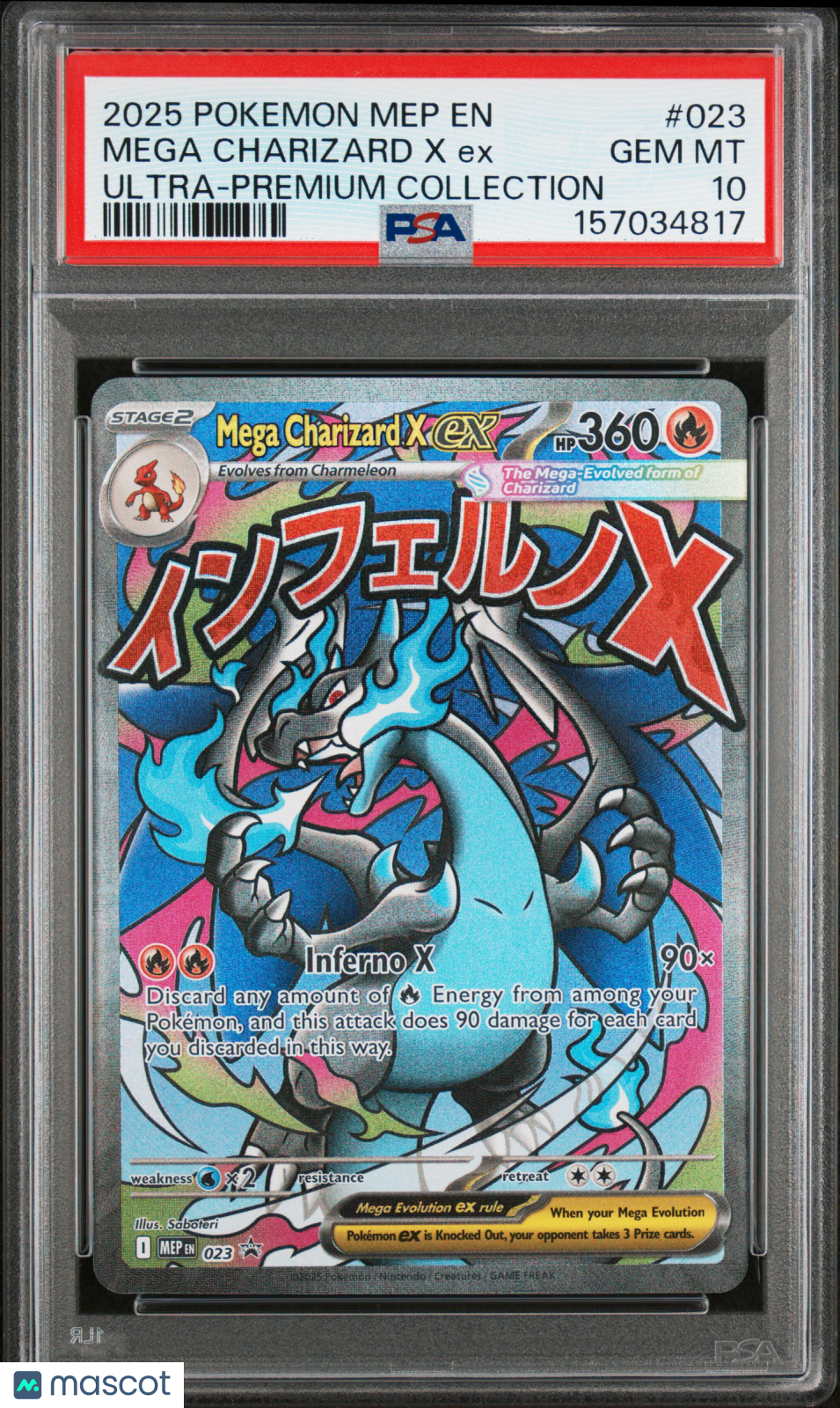 2025 Pokemon Mep EN-Me Black Star Promo Mega Charizard X EX #023 Ultra-Premium Collection PSA 10