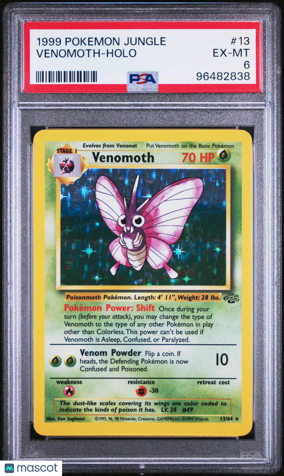 1999 Pokemon Jungle Venomoth #13 PSA 6