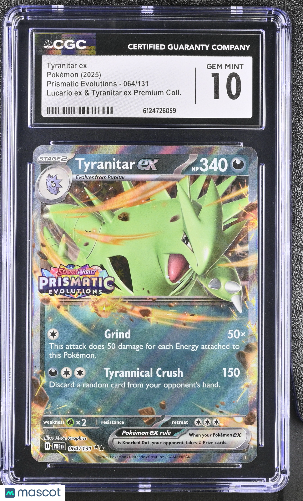 2025 Pokemon Tyranitar ex #064/131 064/131 CGC 10