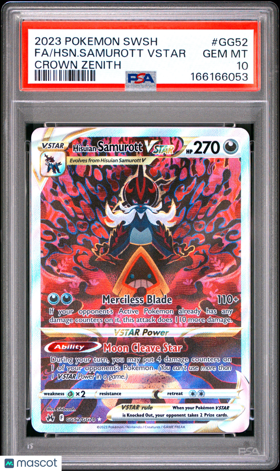 2023 Pokemon Sword And Shield Crown Zenith HSN. Samurott VSTAR #GG52 Crown Zenith Fa PSA 10