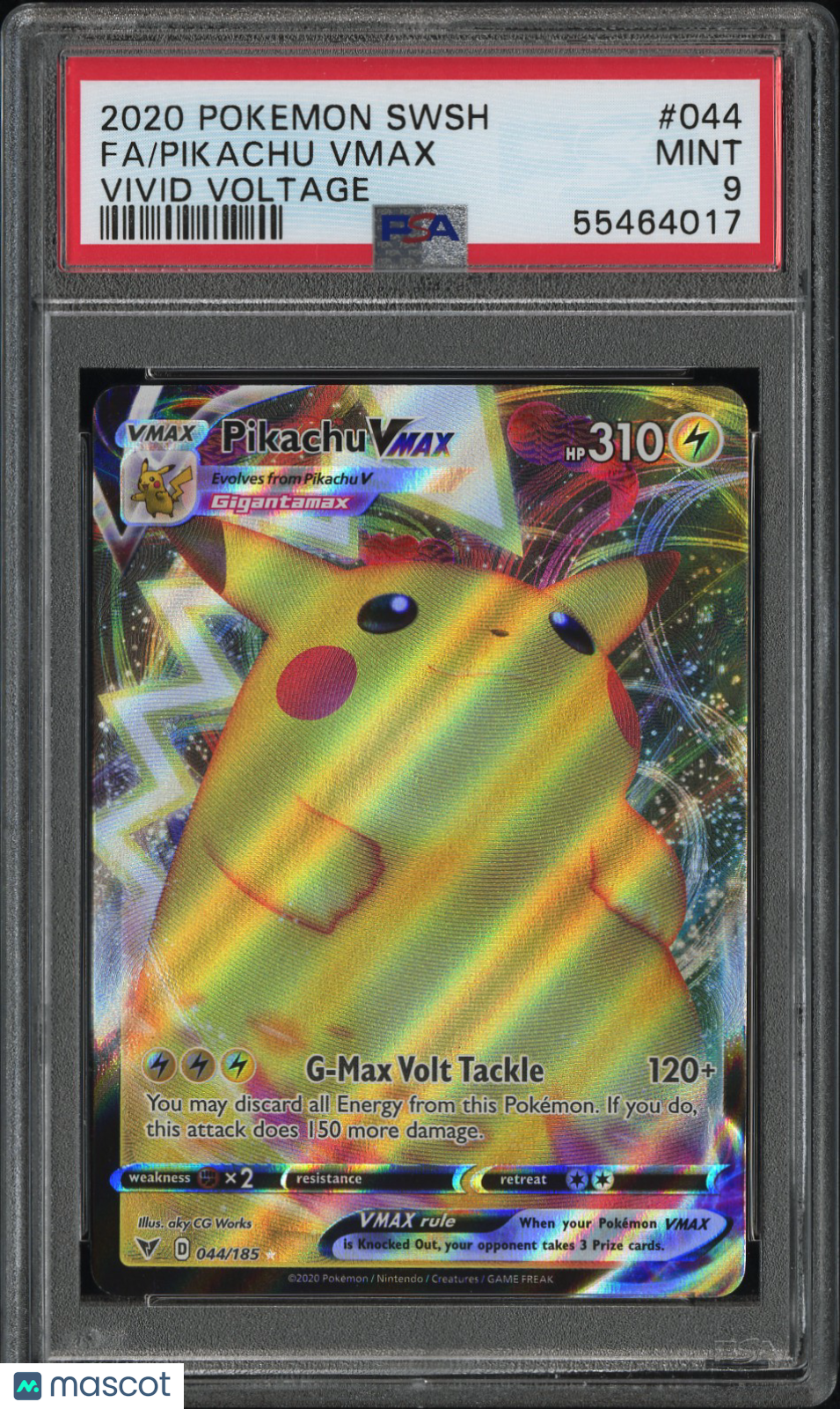 2020 Pokemon Sword & Shield Vivid Voltage Pikachu VMAX #044 Vivid Voltage Fa PSA 9