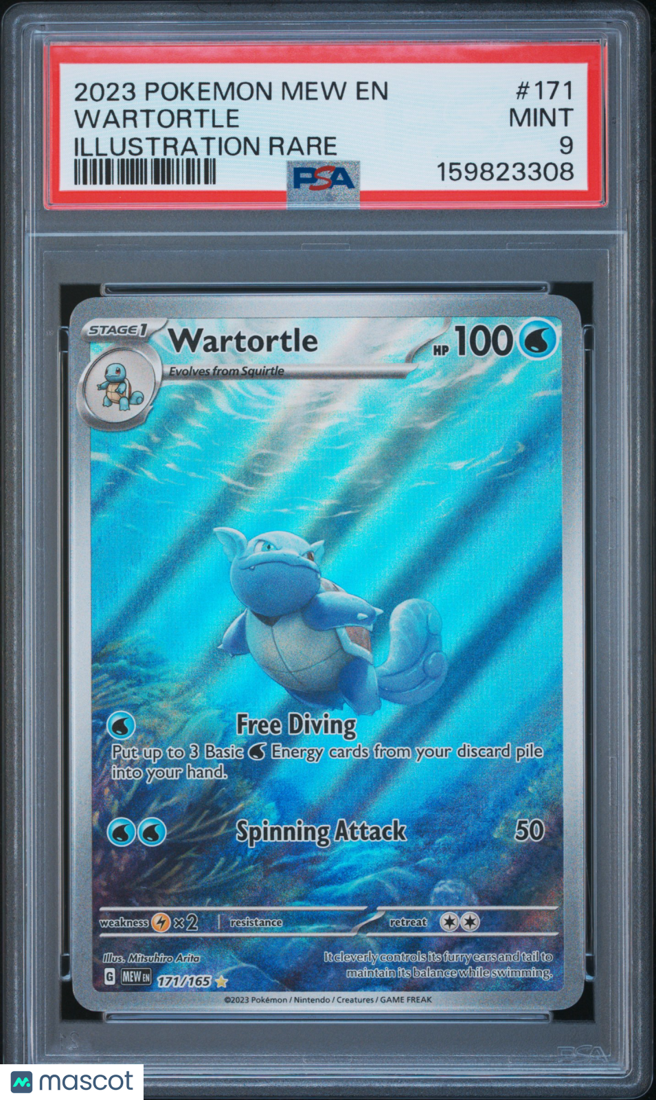 2023 Pokemon Mew EN-151 Wartortle #171 Illustration Rare PSA 9