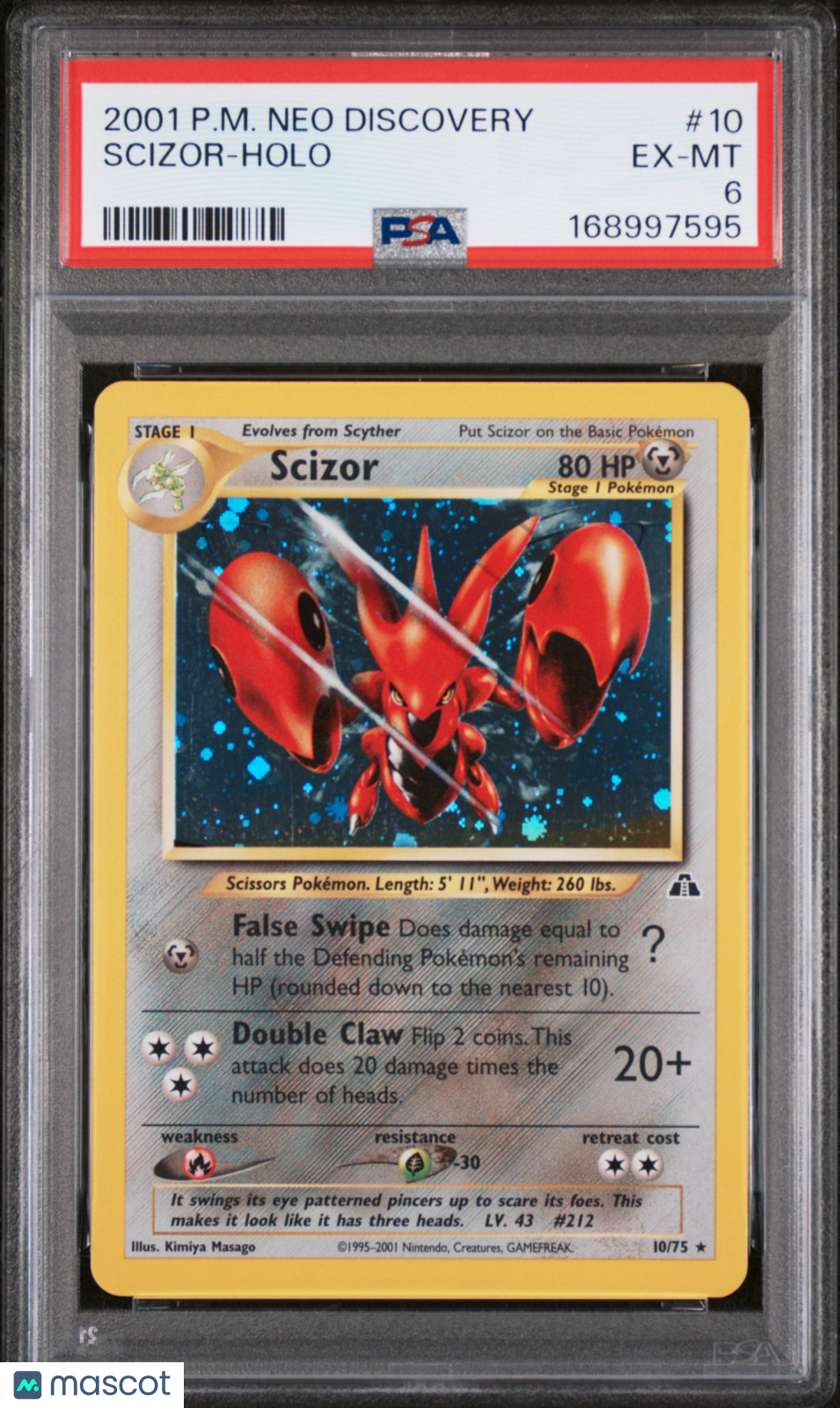 2001 Pokemon Neo Discovery Scizor #10 PSA 6