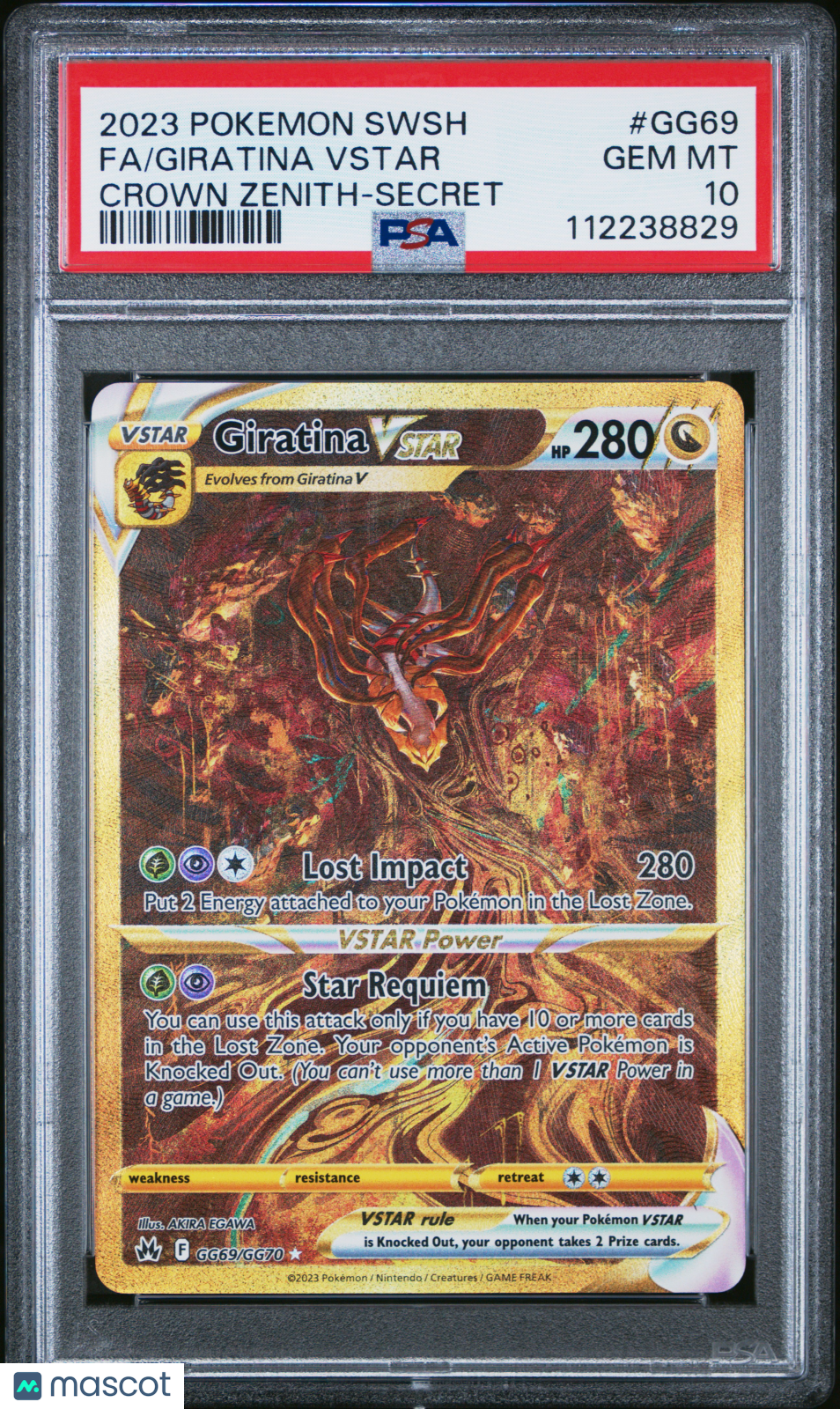 2023 Pokemon Sword And Shield Crown Zenith Giratina VSTAR #GG69 Crown Zenith-Secret Fa PSA 10