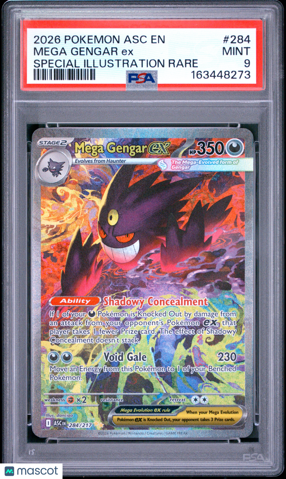 2026 Pokemon Asc EN-Ascended Heroes Mega Gengar EX #284 Special Illustration Rare PSA 9