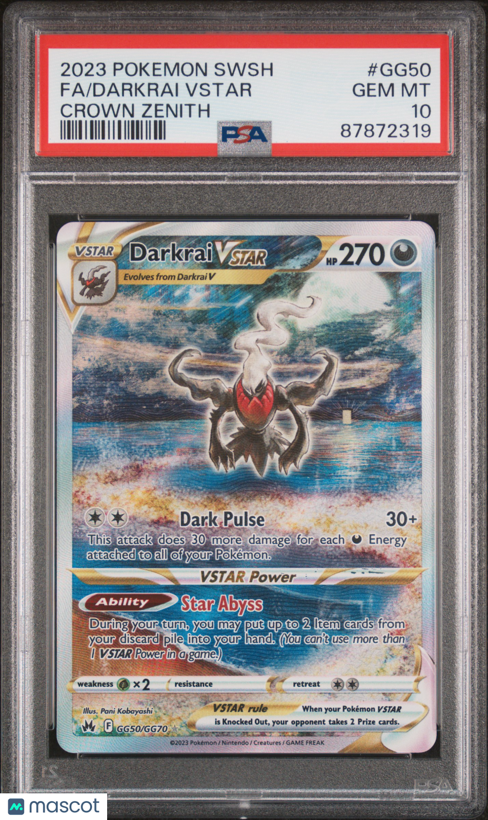 2023 Pokemon Sword And Shield Crown Zenith Darkrai VSTAR #GG50 Crown Zenith Fa PSA 10