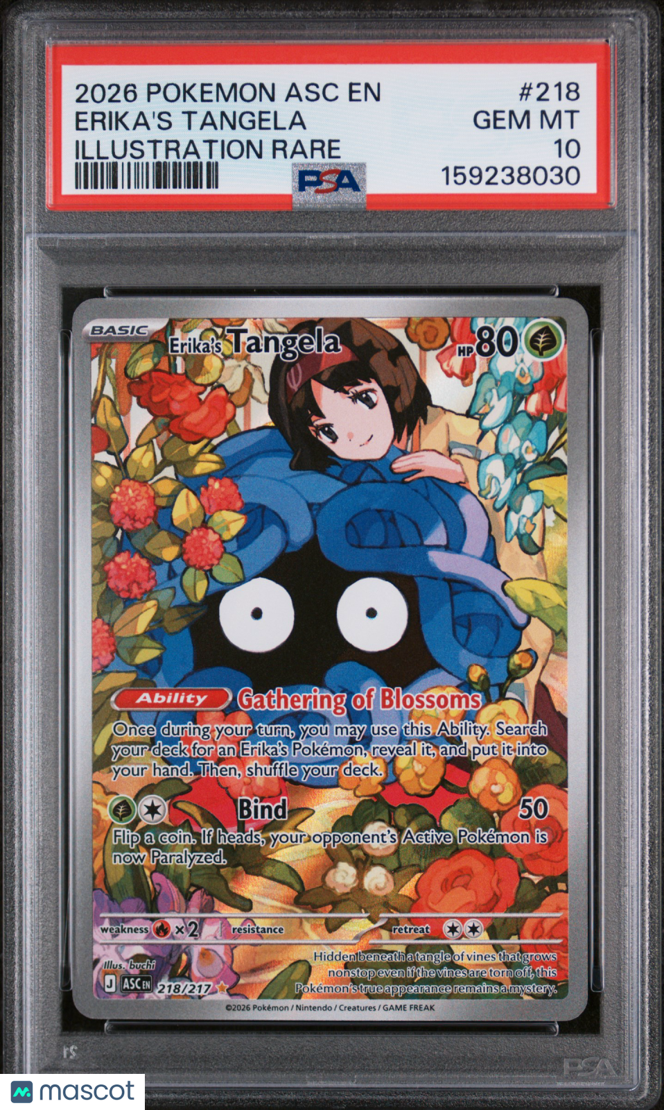 2026 Pokemon Asc EN-Ascended Heroes Erika's Tangela #218 Illustration Rare PSA 10