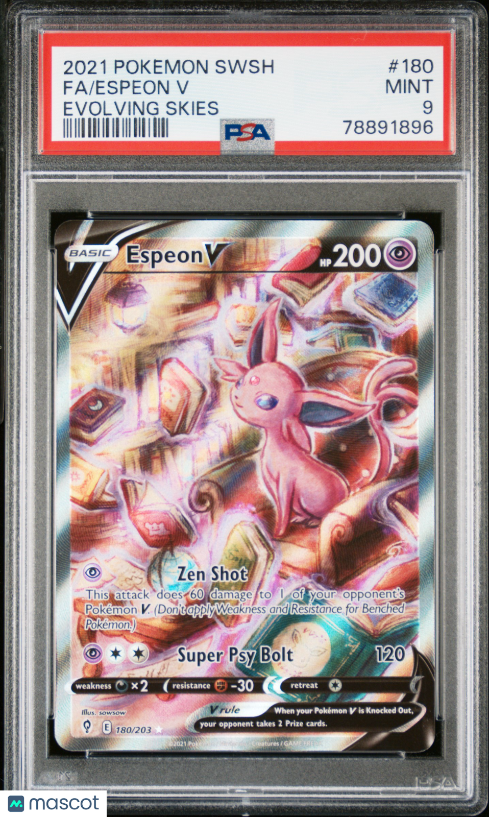 2021 Pokemon Sword & Shield Evolving Skies Espeon V #180 Fa Evolving Skies PSA 9