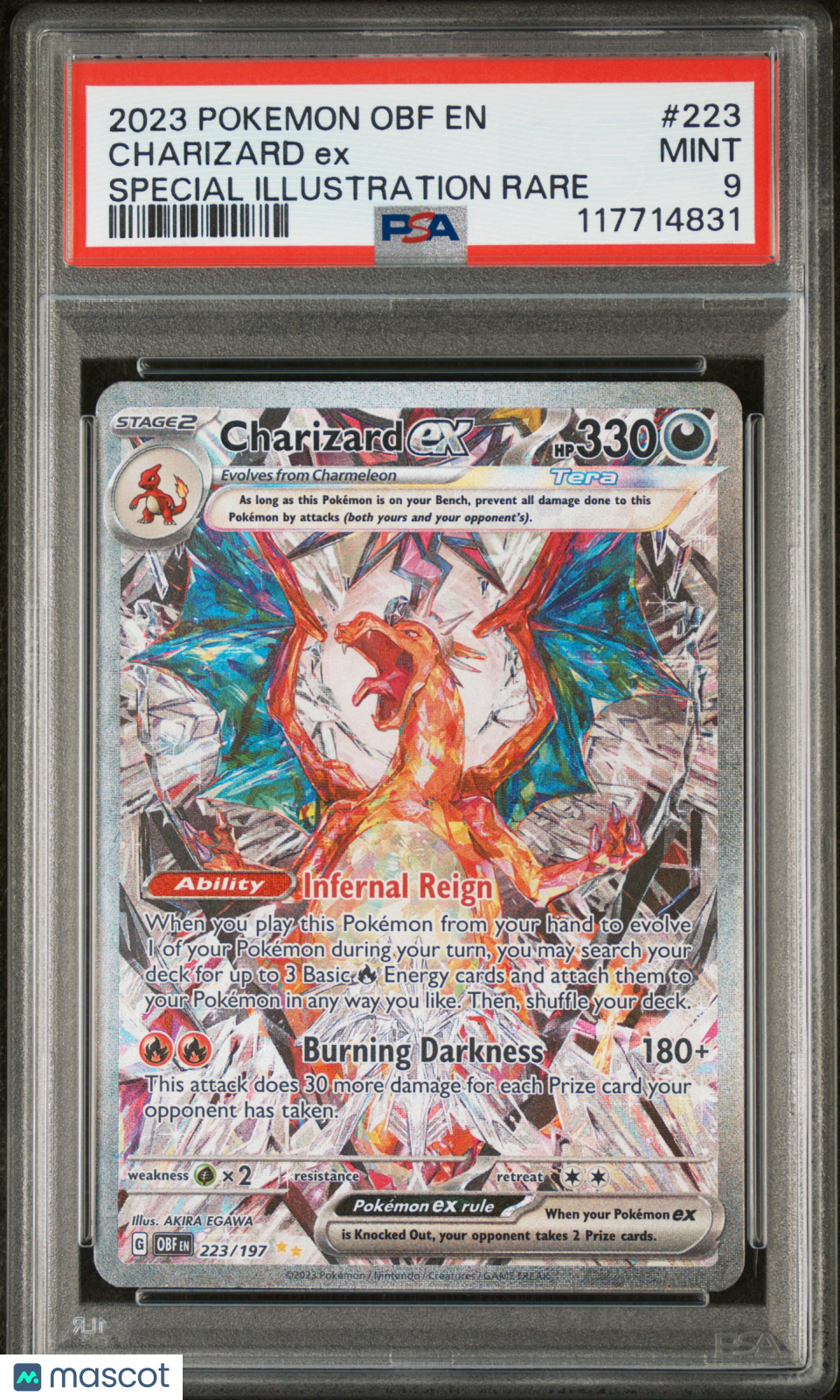 2023 Pokemon Obf EN-Obsidian Flames Charizard EX #223 Special Illustration Rare PSA 9