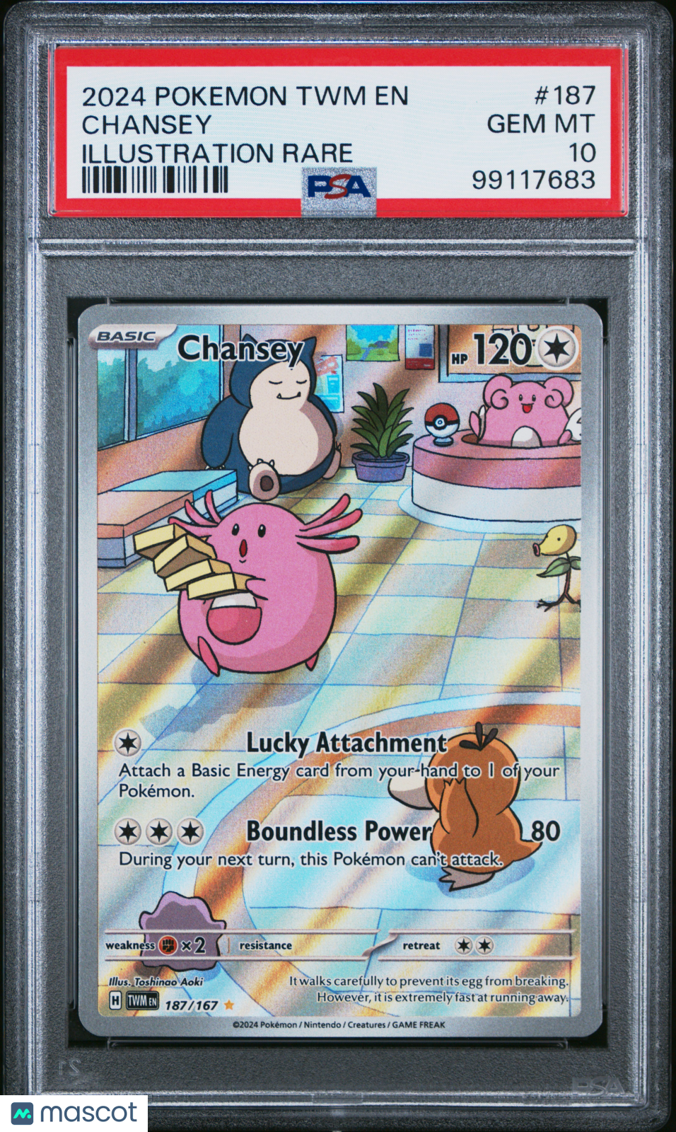 2024 Pokemon TWM EN-Twilight Masquerade Chansey #187 Illustration Rare PSA 10