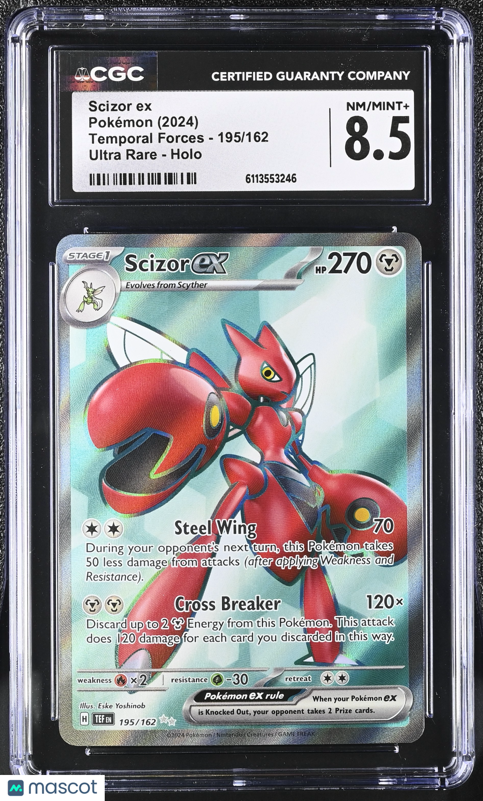 2024 Pokemon Scizor ex #195/162 Ultra Rare CGC 8.5