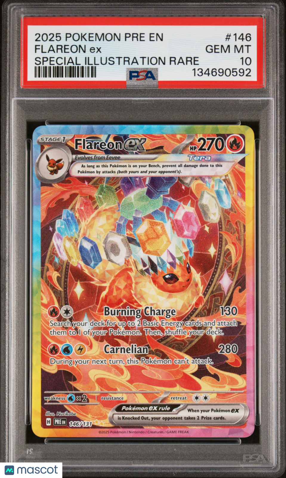 2025 Pokemon Pre EN-Prismatic Evolutions Flareon EX #146 Special Illustration Rare PSA 10