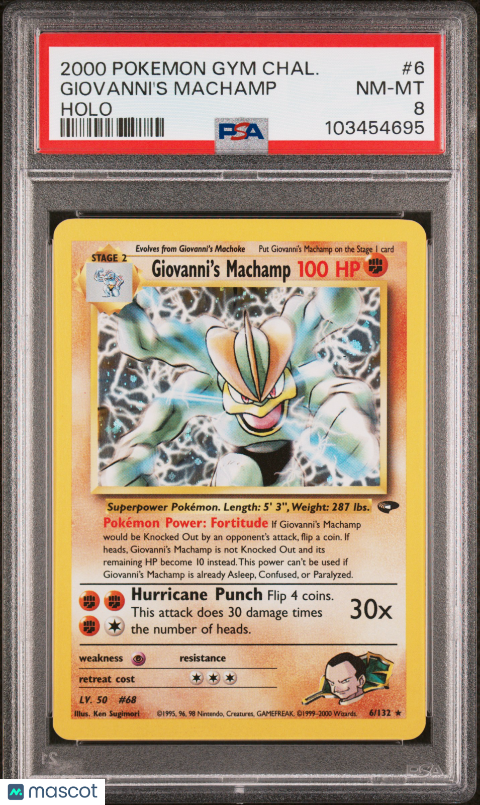 2000 Pokemon Gym Challenge Giovanni's Machamp #6 Holo PSA 8