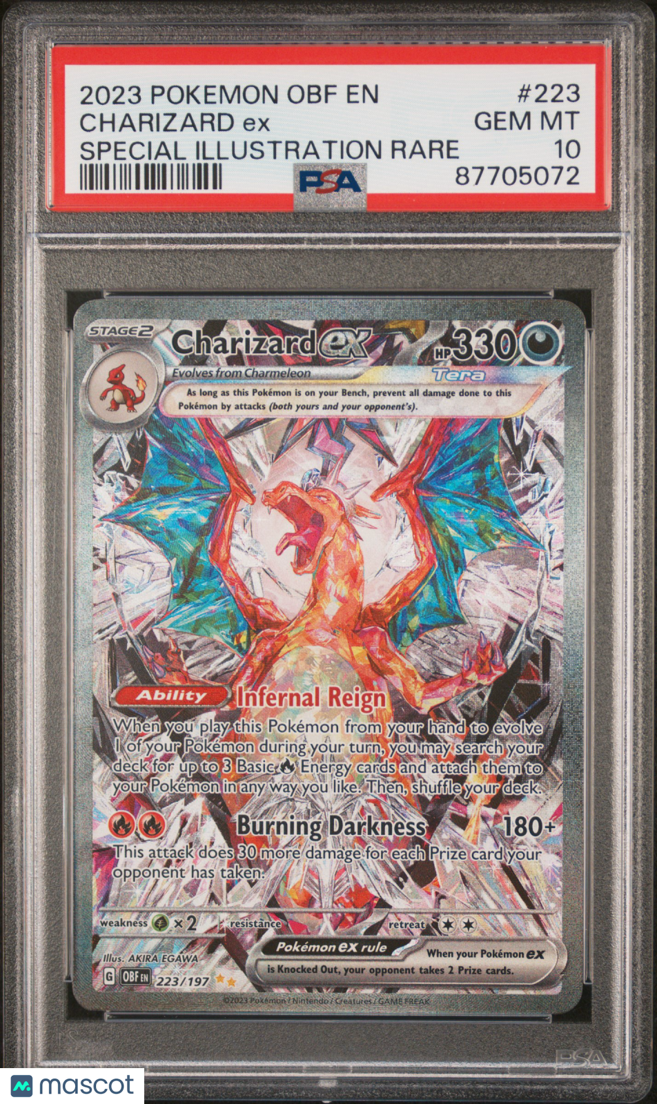 2023 Pokemon Obf EN-Obsidian Flames Charizard EX #223 Special Illustration Rare PSA 10