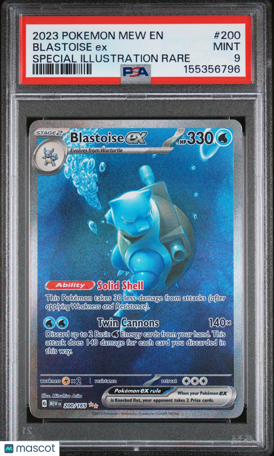 2023 Pokemon Mew EN-151 Blastoise EX #200 Special Illustration Rare PSA 9