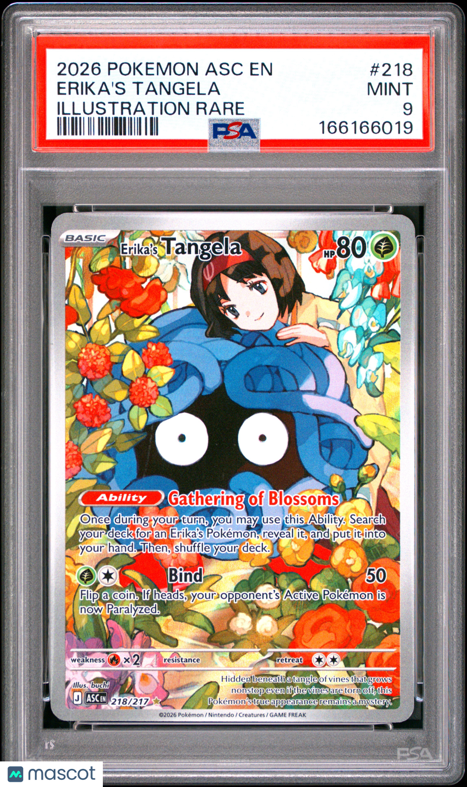 2026 Pokemon Asc EN-Ascended Heroes Erika's Tangela #218 Illustration Rare PSA 9