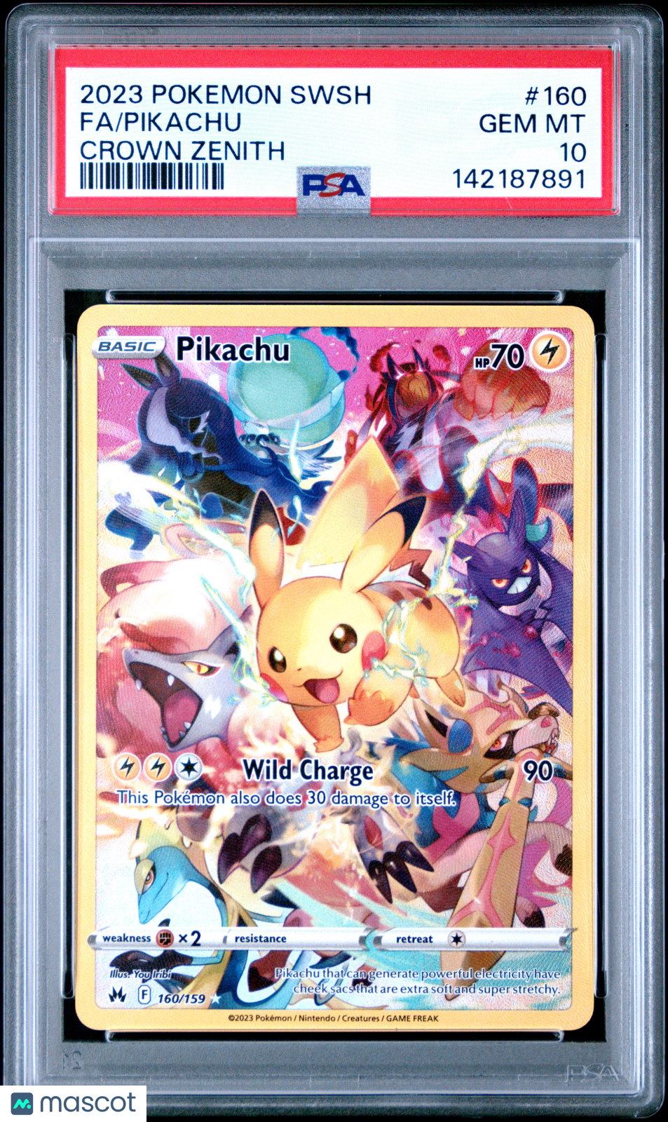 2023 Pokemon Sword And Shield Crown Zenith Pikachu #160 Crown Zenith Fa PSA 10