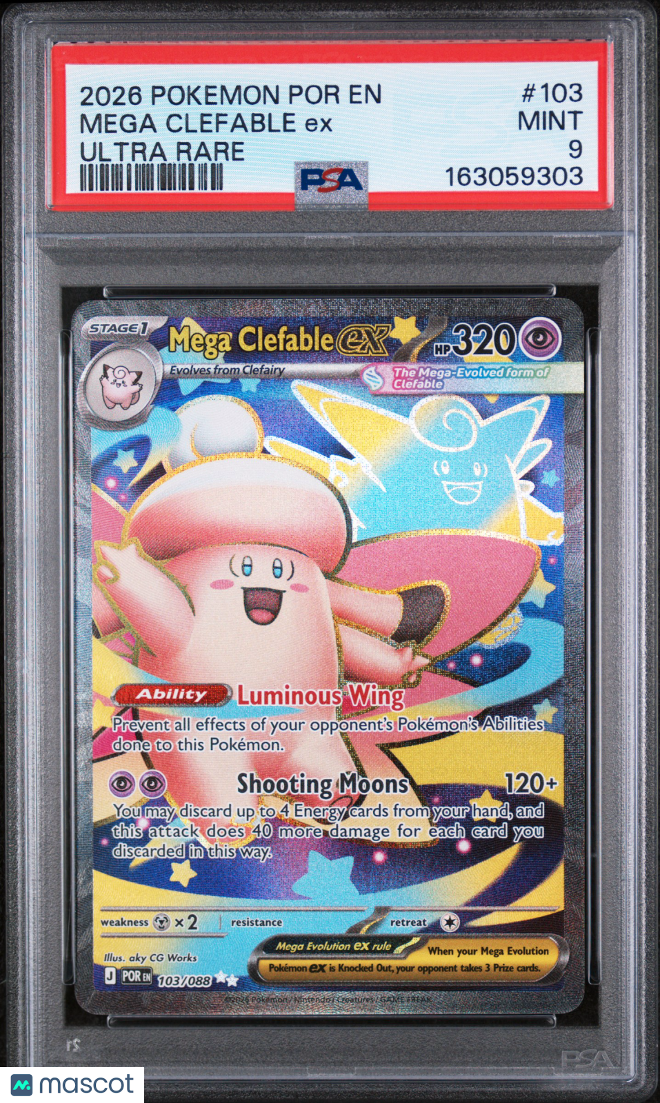 2026 Pokemon Por EN-Perfect Order Mega Clefable EX #103 Ultra Rare PSA 9