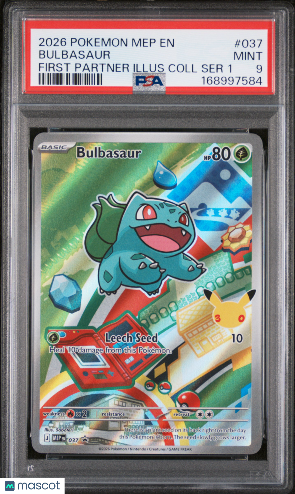 2026 Pokemon Mep EN-Me Black Star Promo Bulbasaur #037 First Partner Illus Coll Ser 1 PSA 9