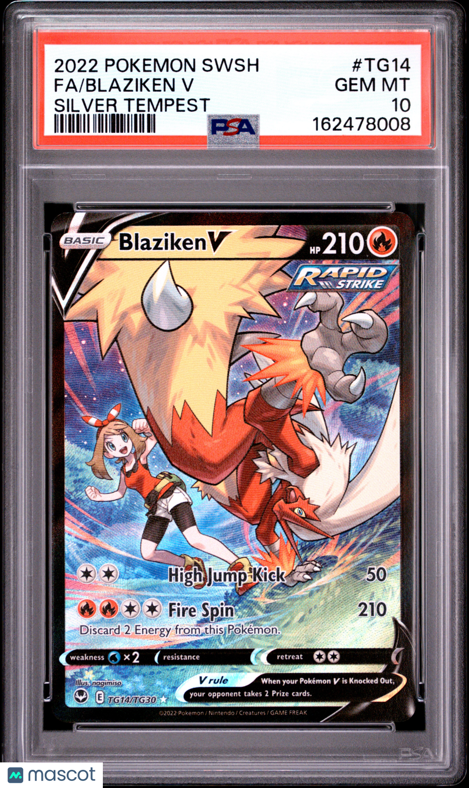 2022 Pokemon Sword & Shield Silver Tempest Blaziken V #TG14 Silver Tempest Fa PSA 10