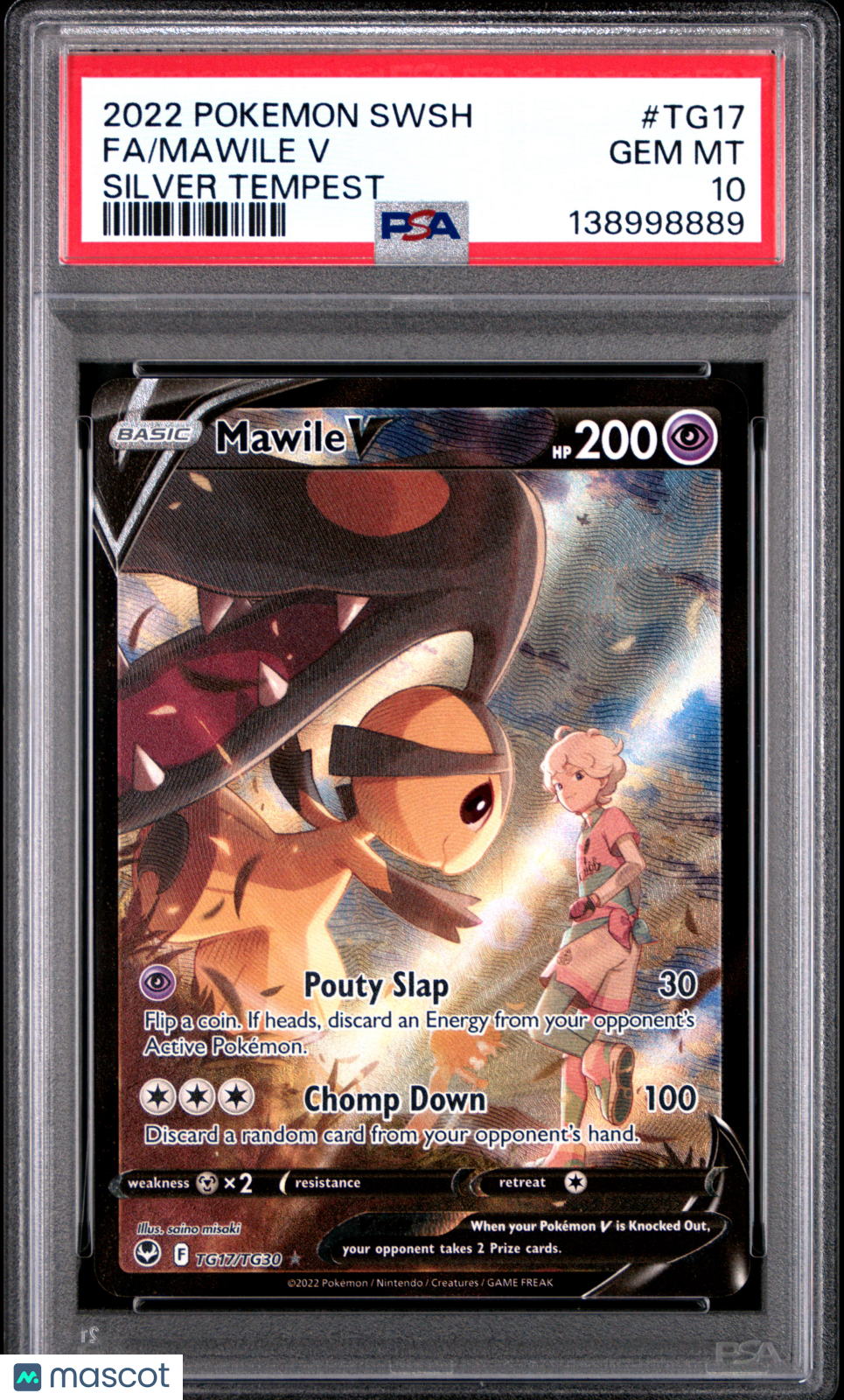 2022 Pokemon Sword & Shield Silver Tempest Mawile V #TG17 Silver Tempest Fa PSA 10