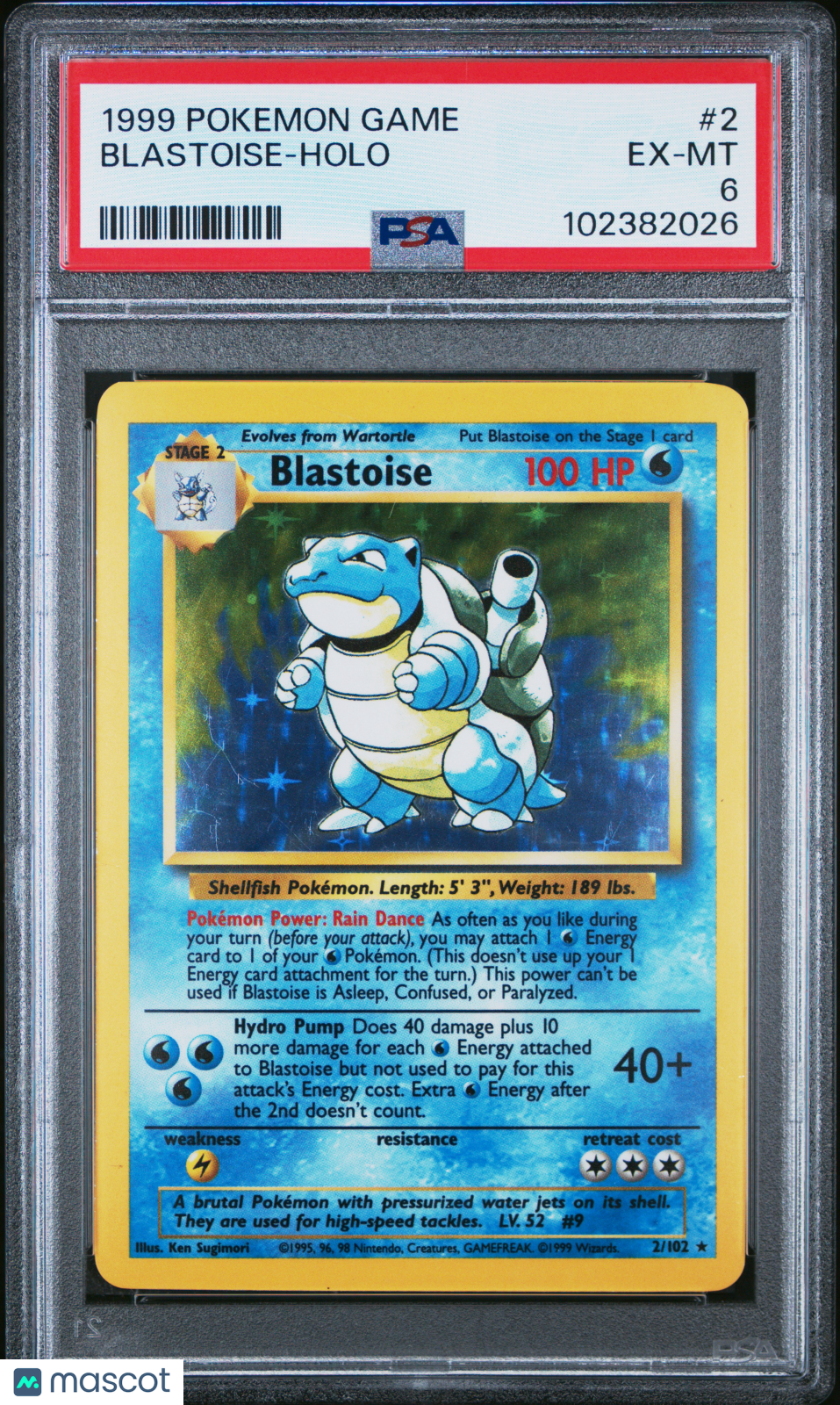 1999 Pokemon Game Blastoise #2 PSA 6