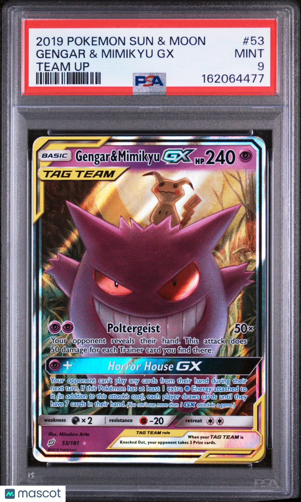 2019 Pokemon Sun & Moon Team Up Gengar & Mimikyu GX #53 Team Up PSA 9