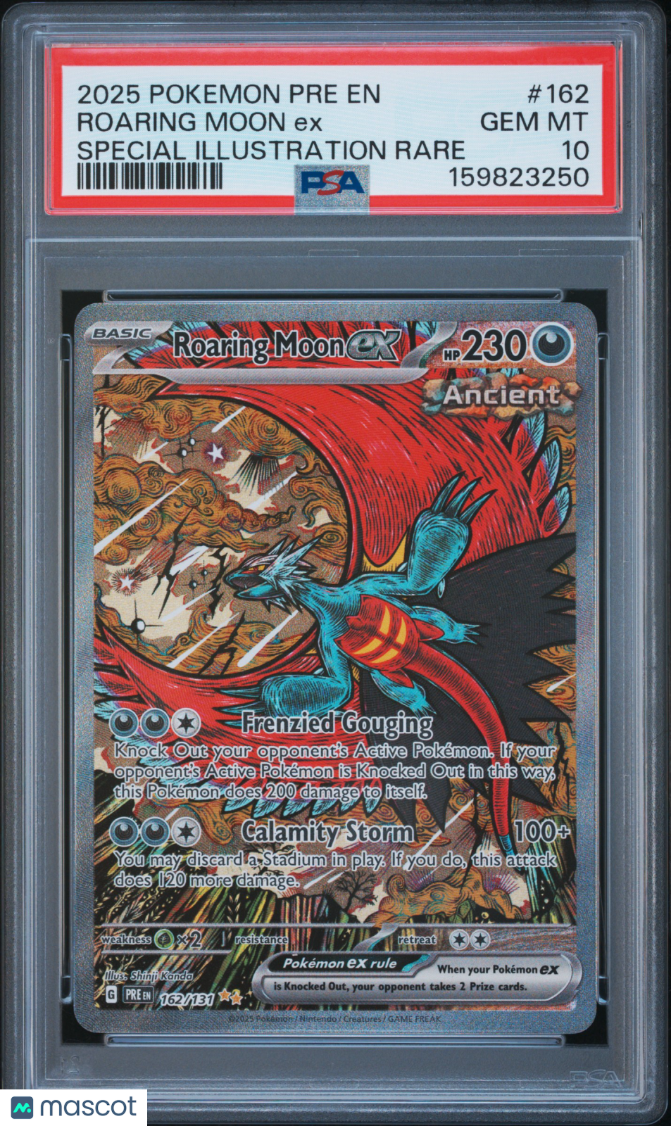 2025 Pokemon Pre EN-Prismatic Evolutions Roaring Moon EX #162 Special Illustration Rare PSA 10