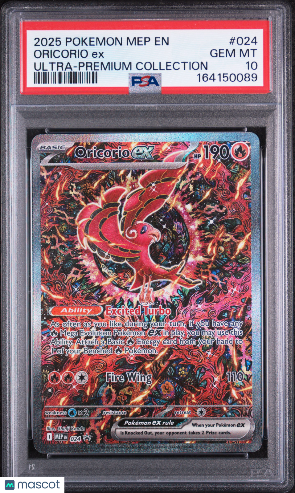 2025 Pokemon Mep EN-Me Black Star Promo Oricorio EX #024 Ultra-Premium Collection PSA 10