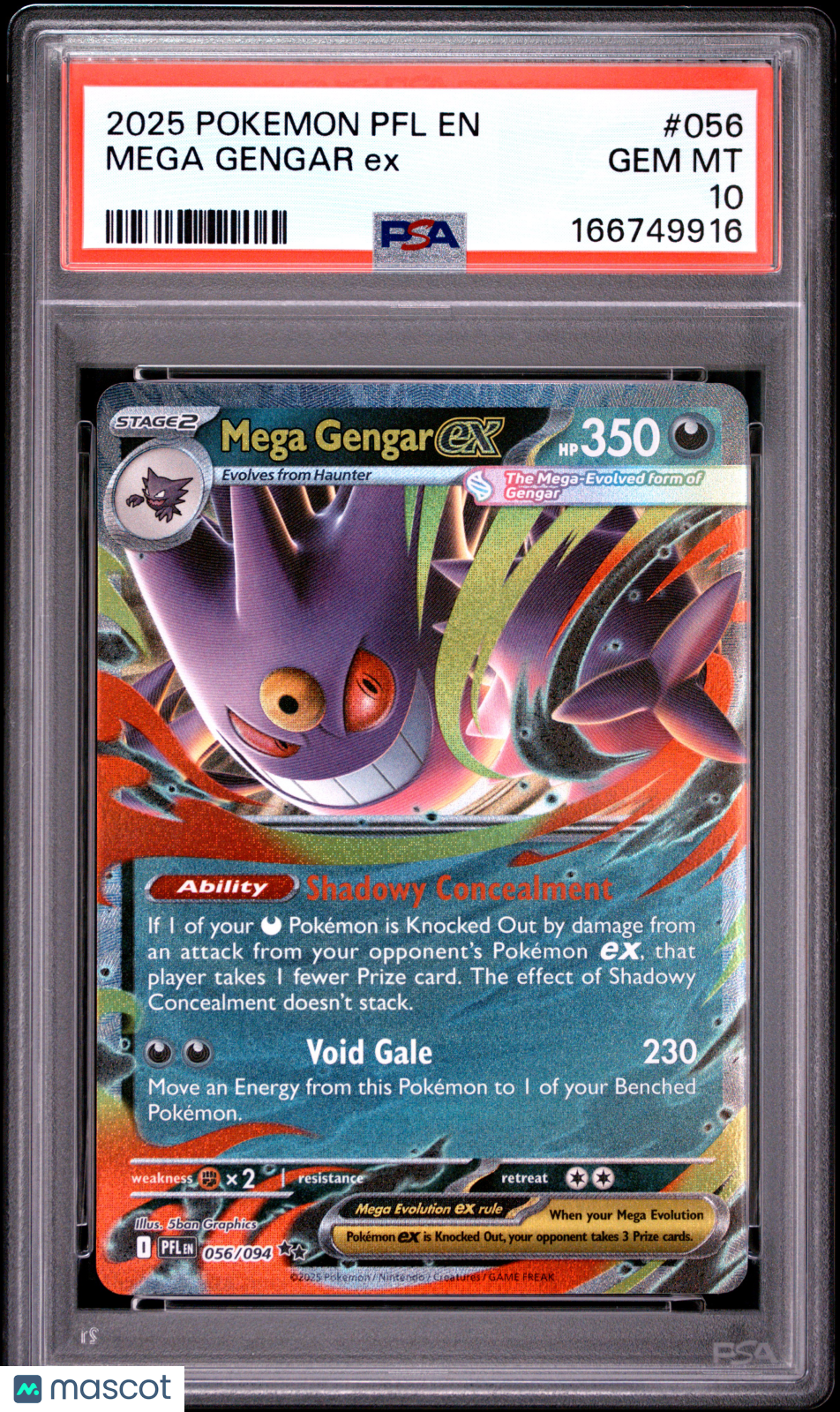 2025 Pokemon PFL EN-Phantasmal Flames Mega Gengar EX #056 PSA 10