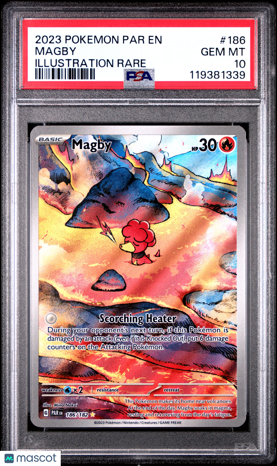 2023 Pokemon Par EN-Paradox Rift Magby #186 Illustration Rare PSA 10