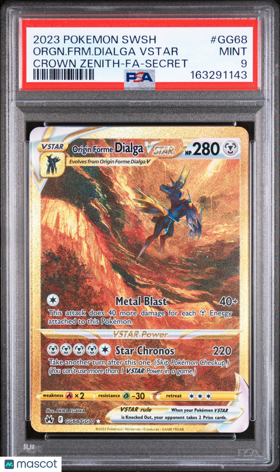 2023 Pokemon Sword And Shield Crown Zenith Orgn. FRM. Dialga VSTAR #GG68 Crown Zenith-Fa-Secret PSA 9