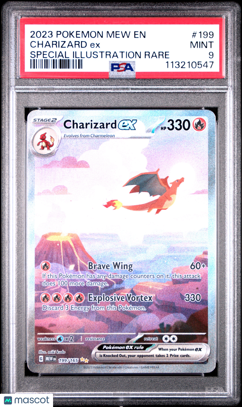 2023 Pokemon Mew EN-151 Charizard EX #199 Special Illustration Rare PSA 9