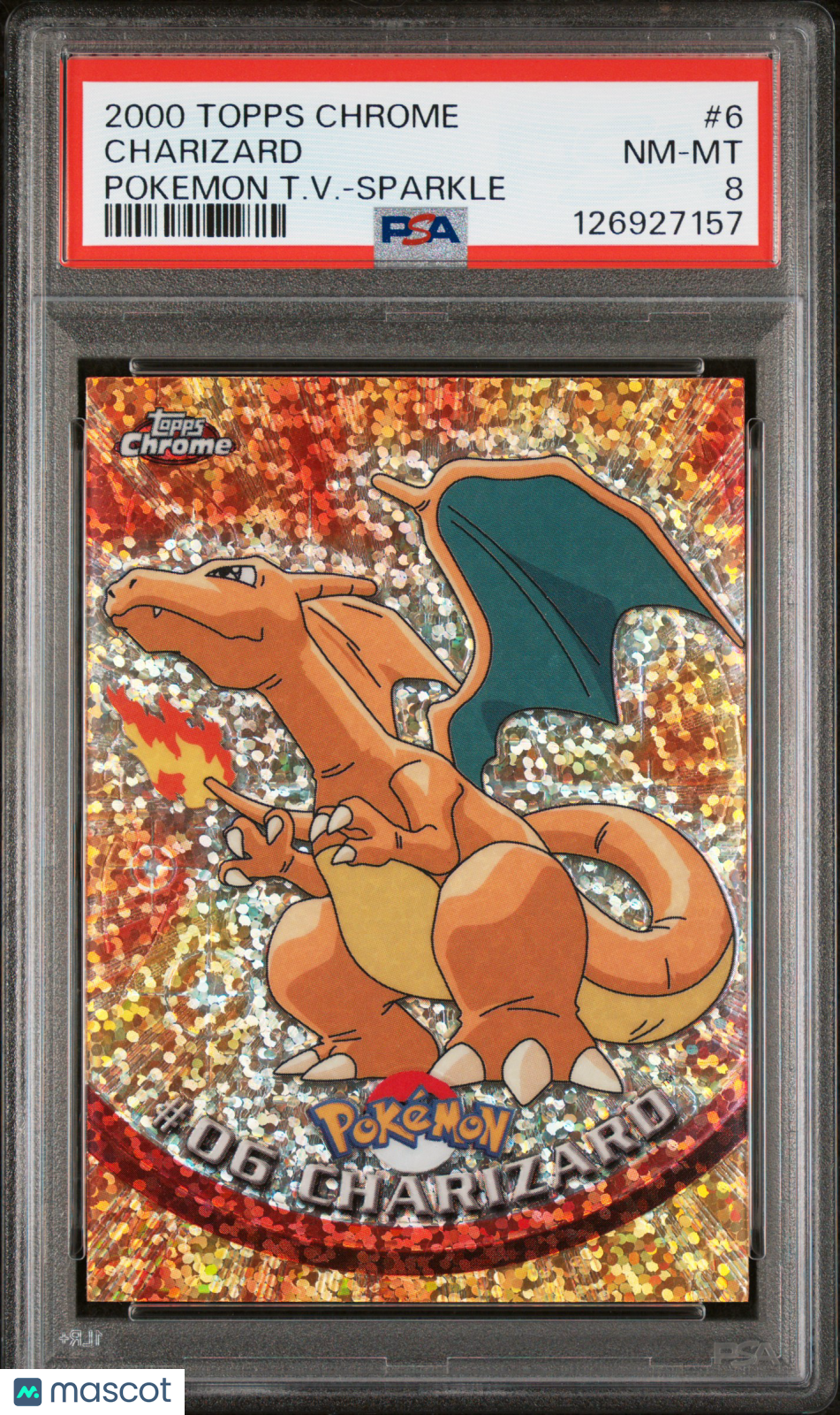 2000 Topps Chrome Pokemon T.V. Charizard #6 Pokemon T.V.-Sparkle PSA 8
