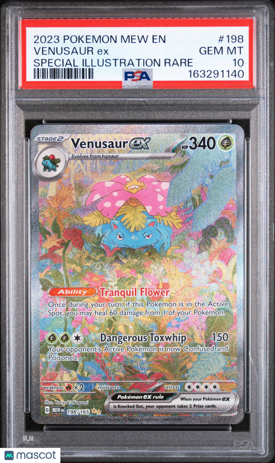 2023 Pokemon Mew EN-151 Venusaur EX #198 Special Illustration Rare PSA 10