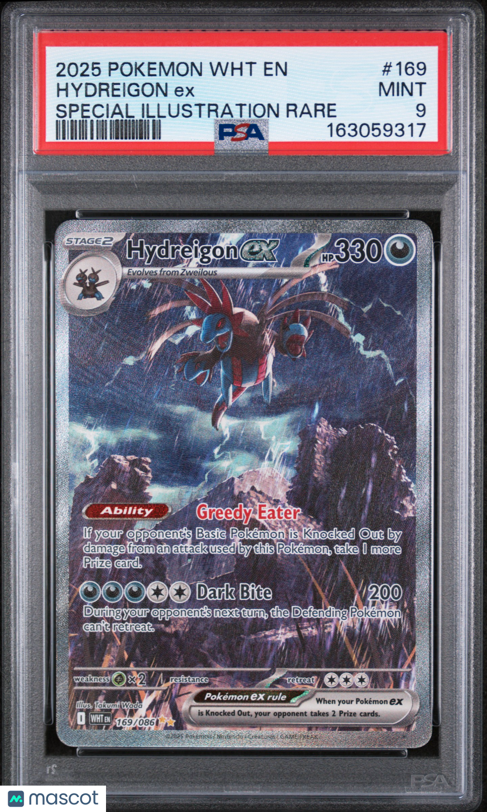 2025 Pokemon WHT EN-White Flare Hydreigon EX #169 Special Illustration Rare PSA 9