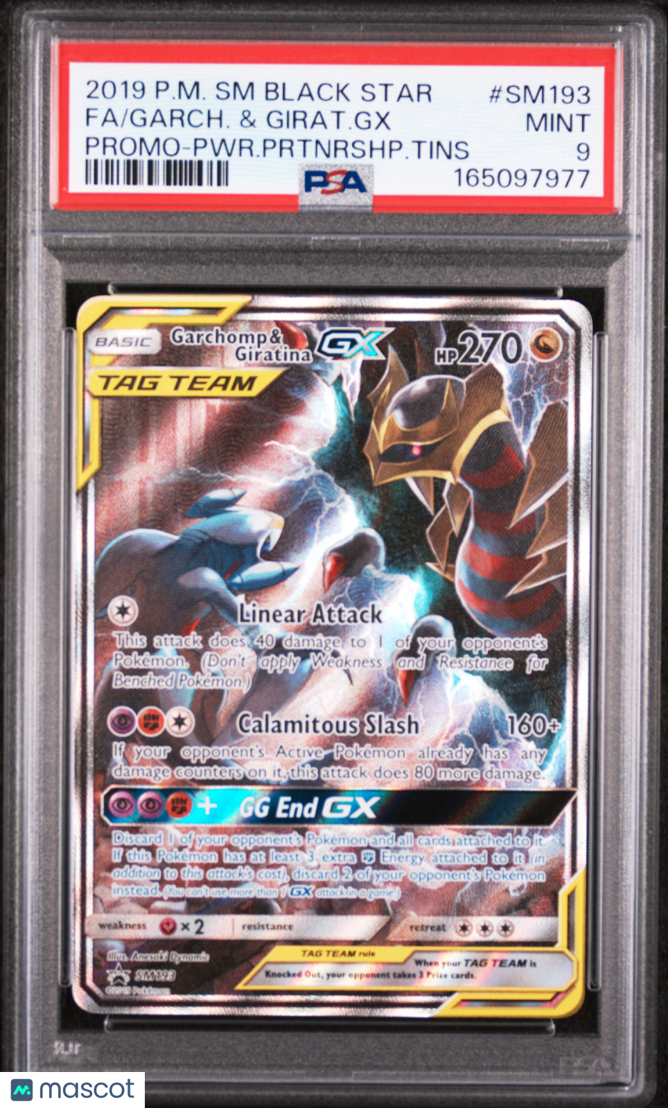 2019 Pokemon SM Black Star Promo Garch. & Girat. GX #SM193 Promo-PWR.Prtnrshp.Tins Fa PSA 9