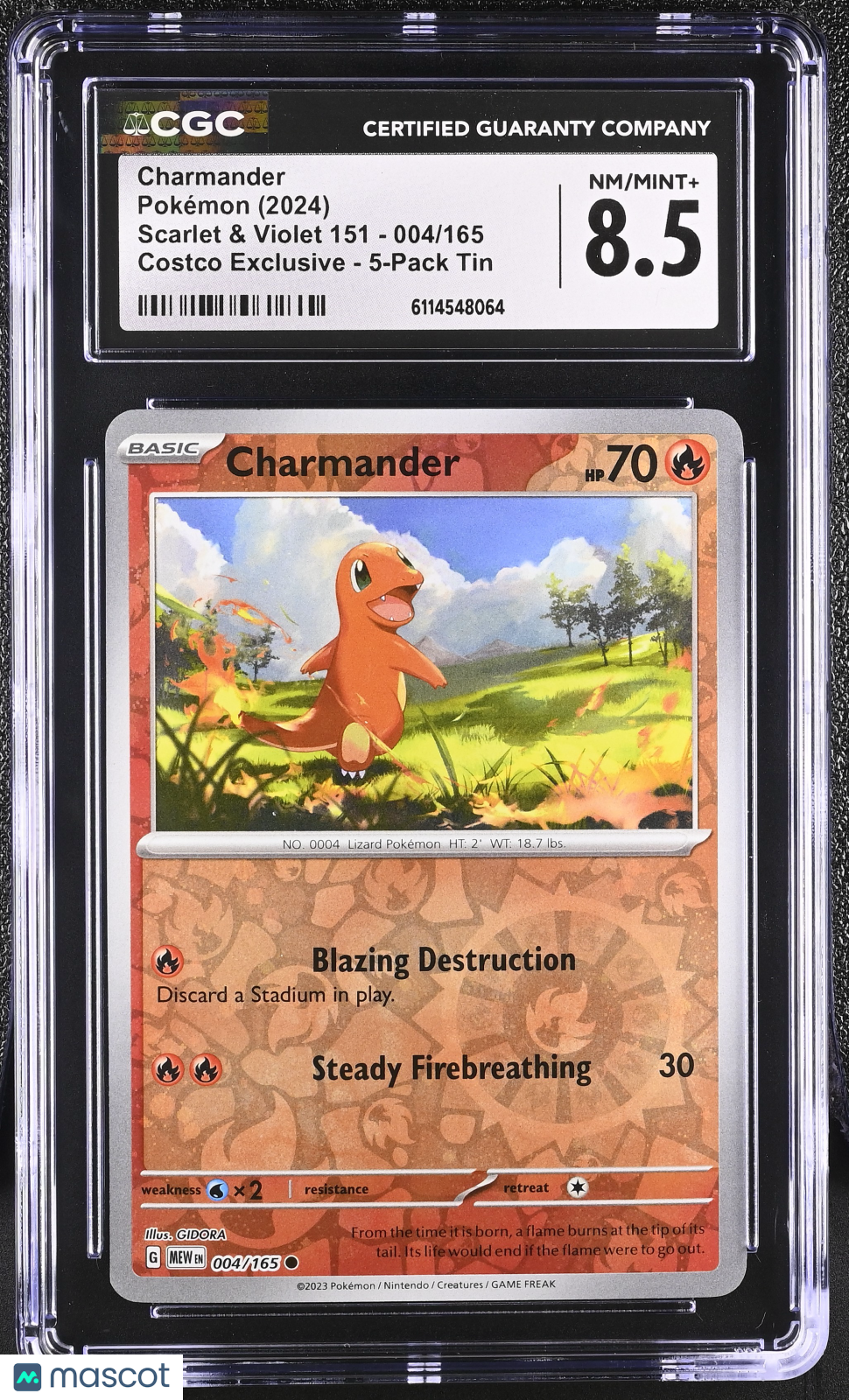 2024 Pokemon Charmander #004/165 004/165 CGC 8.5