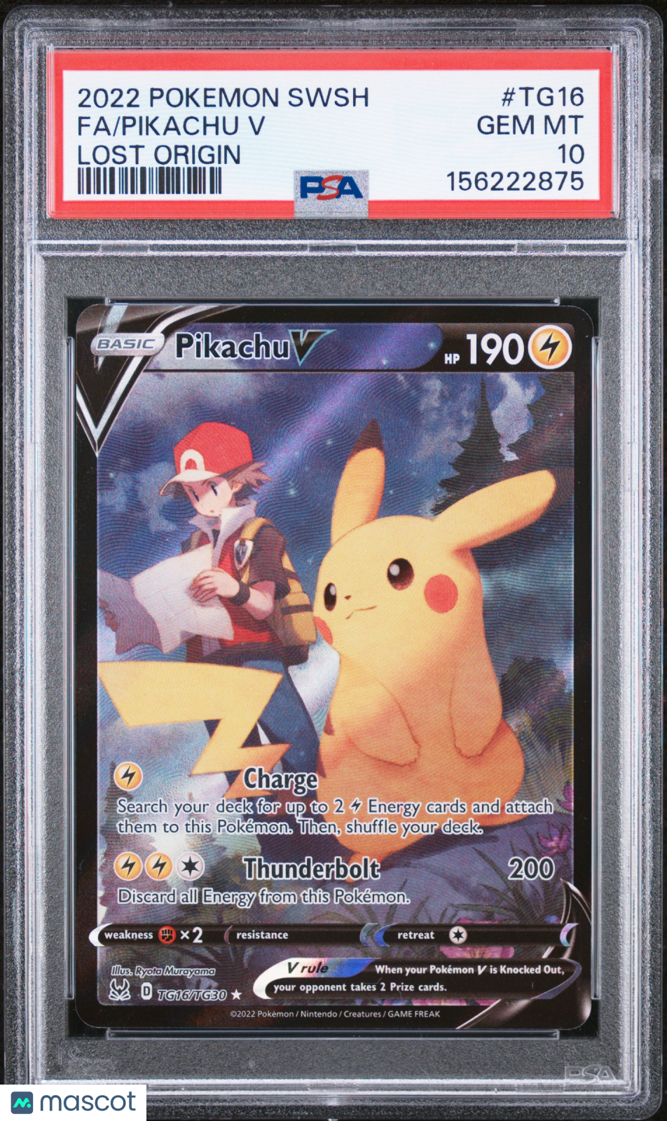 2022 Pokemon Sword & Shield Lost Origin Pikachu V #TG16 Fa Lost Origin PSA 10