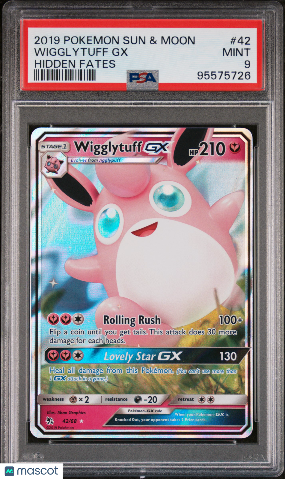 2019 Pokemon Sun & Moon Hidden Fates Wigglytuff GX #42 Hidden Fates PSA 9