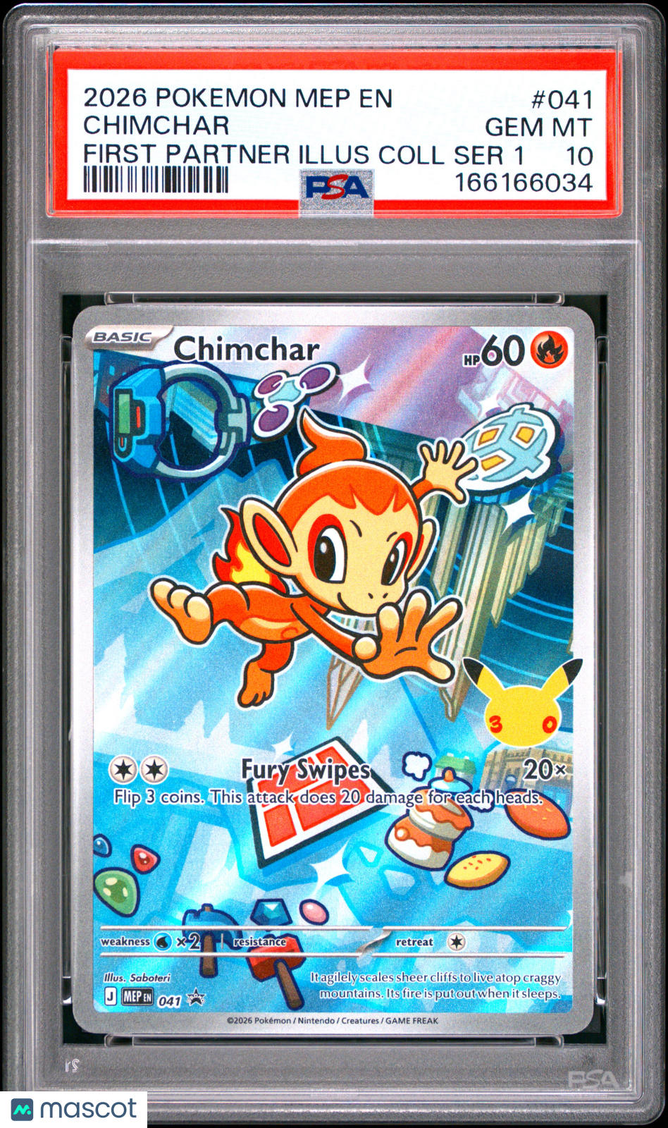 2026 Pokemon Mep EN-Me Black Star Promo Chimchar #041 First Partner Illus Coll Ser 1 PSA 10