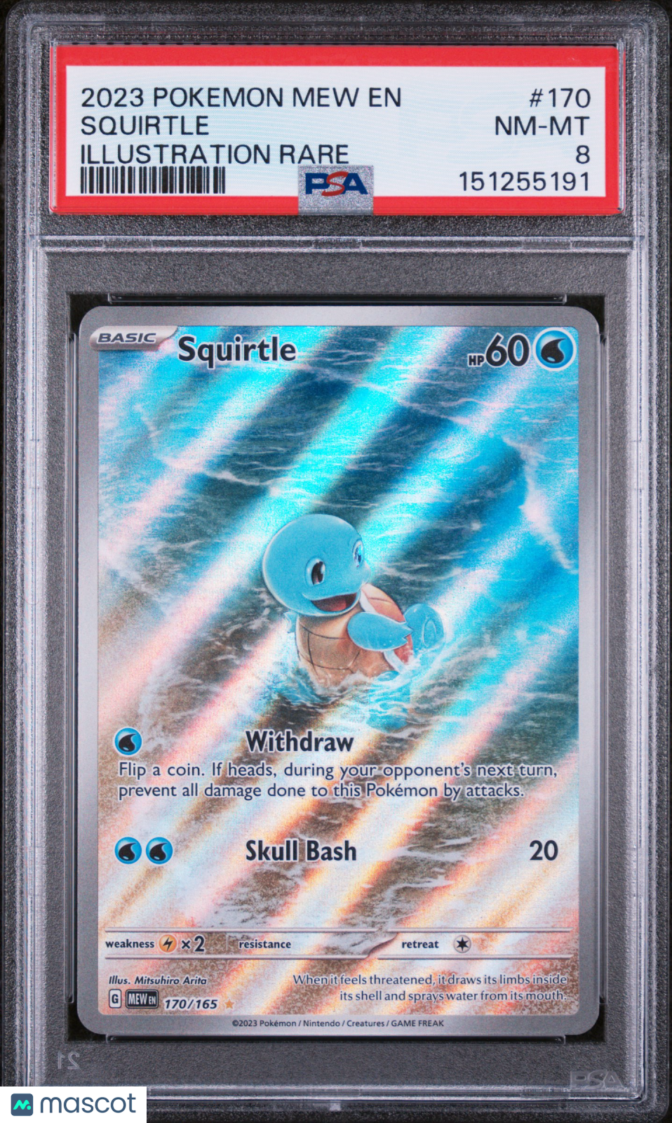 2023 Pokemon Mew EN-151 Squirtle #170 Illustration Rare PSA 8