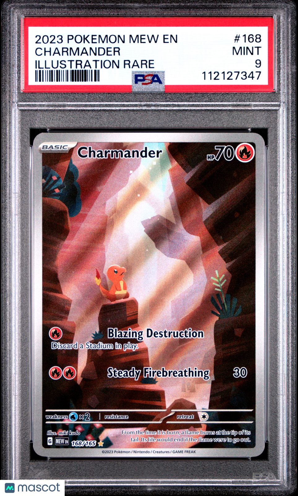 2023 Pokemon Mew EN-151 Charmander #168 Illustration Rare PSA 9