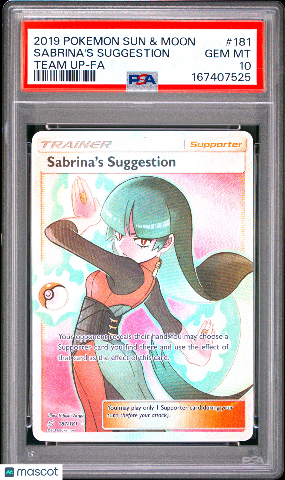2019 Pokemon Sun & Moon Team Up Sabrina's Suggestion #181 Team Up-Fa PSA 10