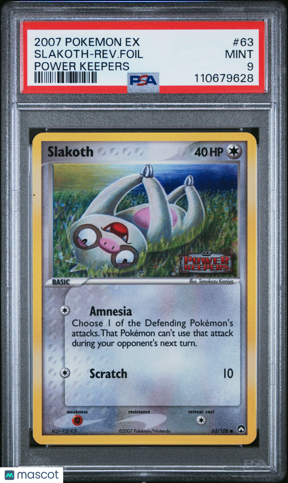 2007 Pokemon EX Power Keepers Slakoth-Rev. Foil #63 Power Keepers PSA 9