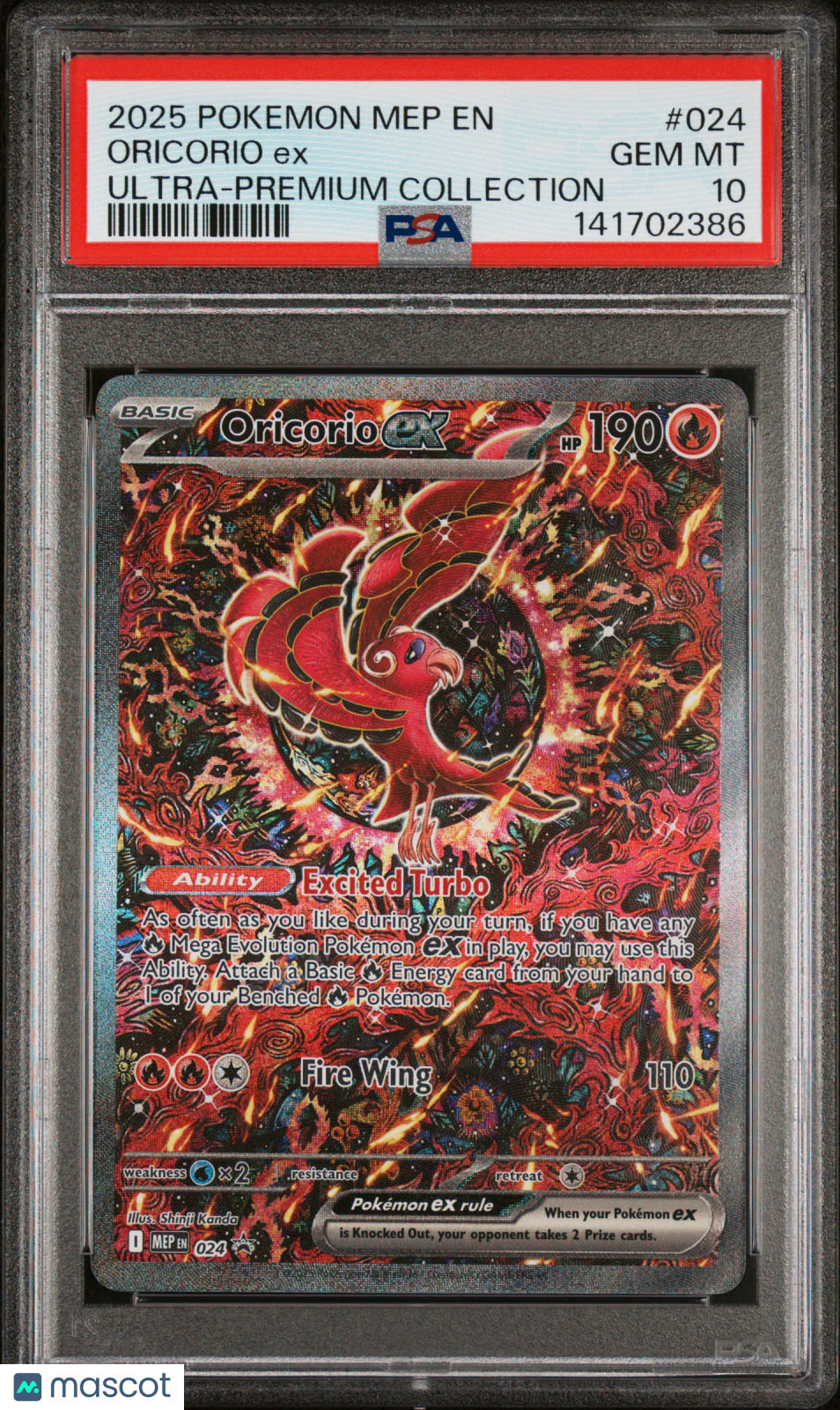 2025 Pokemon Mep EN-Me Black Star Promo Oricorio EX #024 Ultra-Premium Collection PSA 10