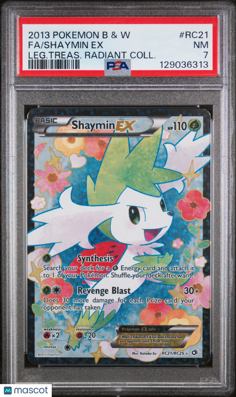 2013 Pokemon Black & White Legendary Treasures Radiant Collection Shaymin EX #RC21 Leg.Treas. Radiant Coll. Fa PSA 7