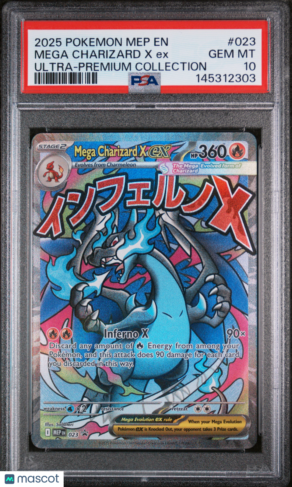 2025 Pokemon Mep EN-Me Black Star Promo Mega Charizard X EX #023 Ultra-Premium Collection PSA 10
