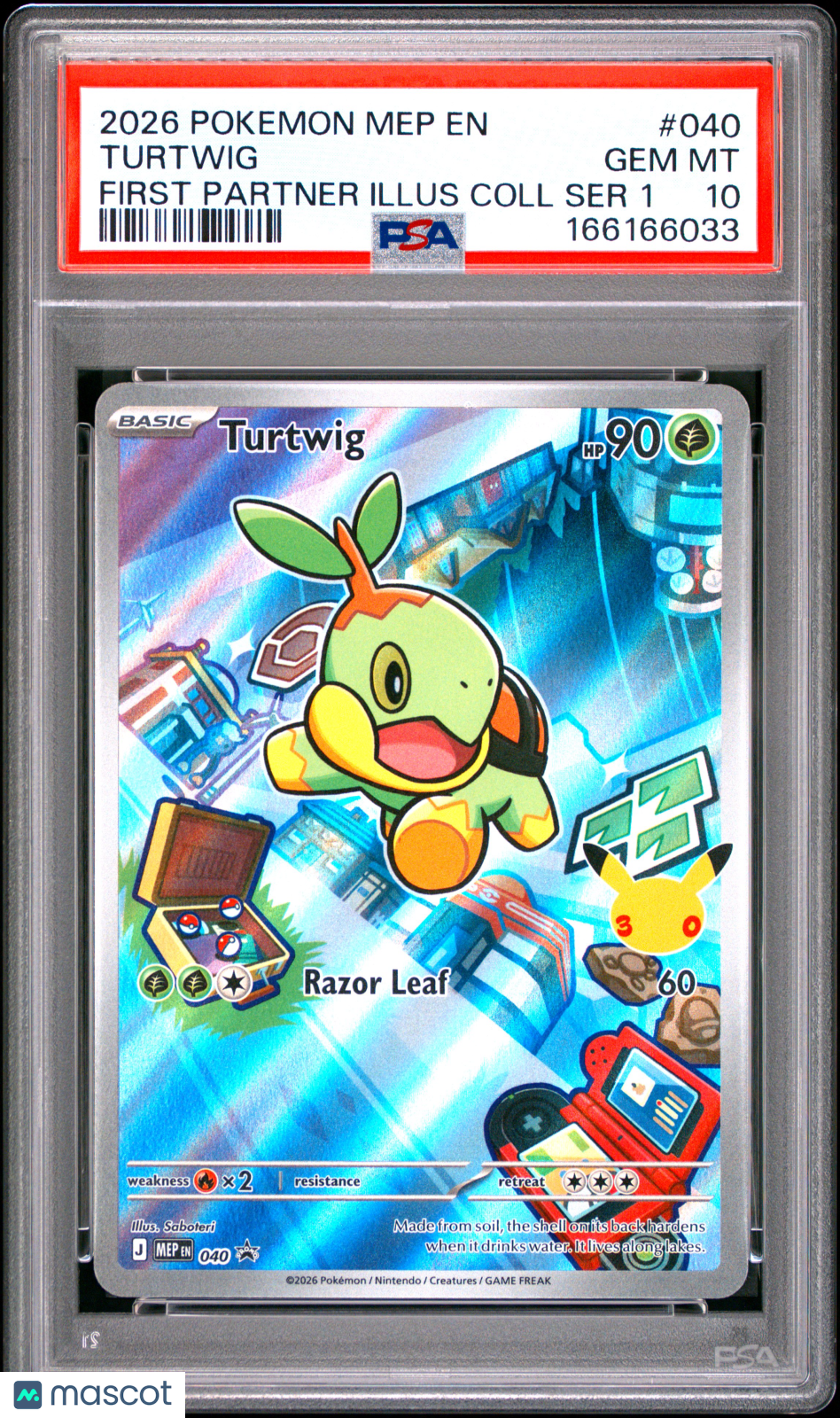2026 Pokemon Mep EN-Me Black Star Promo Turtwig #040 First Partner Illus Coll Ser 1 PSA 10