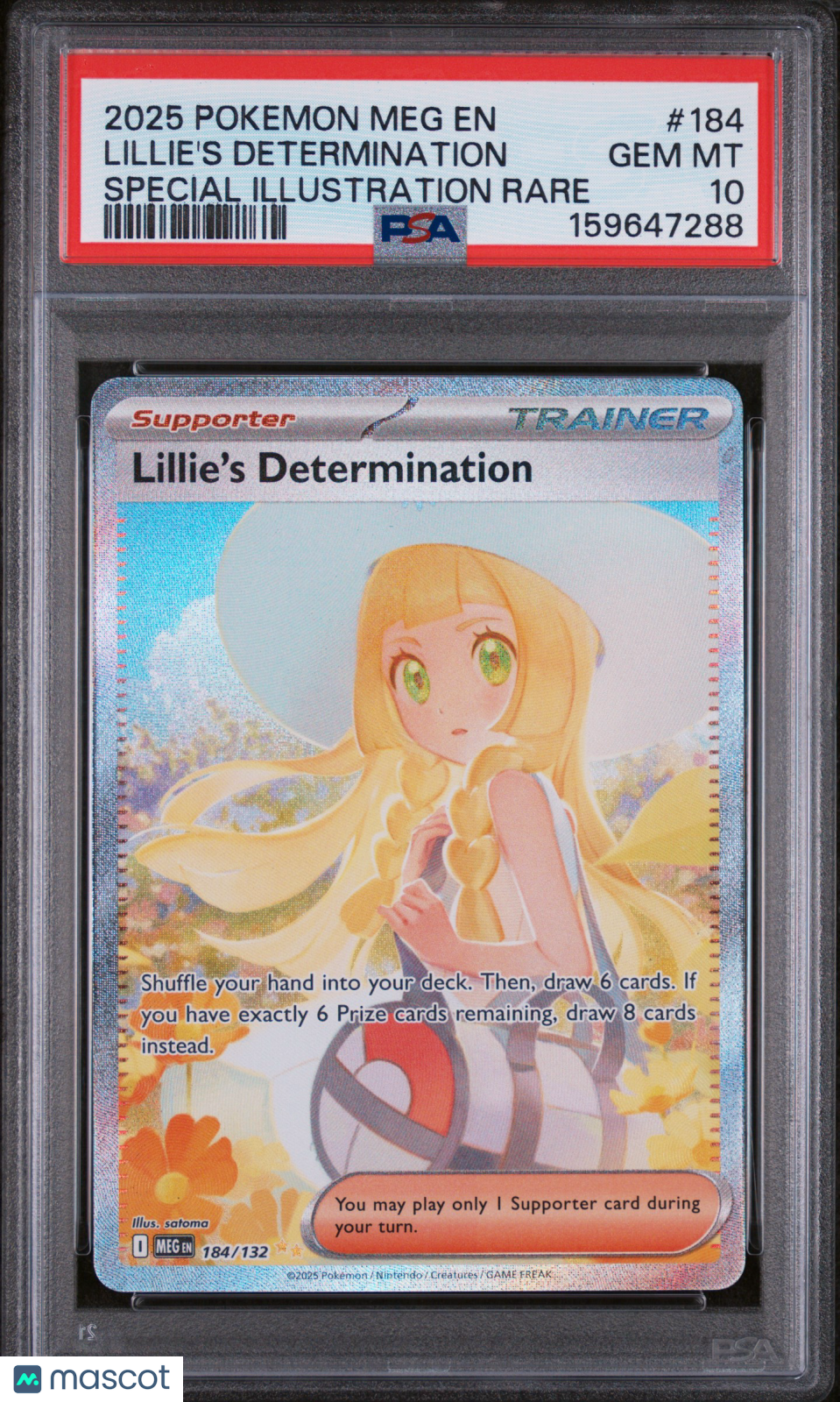 2025 Pokemon Meg EN-Mega Evolution Lillie's Determination #184 Special Illustration Rare PSA 10